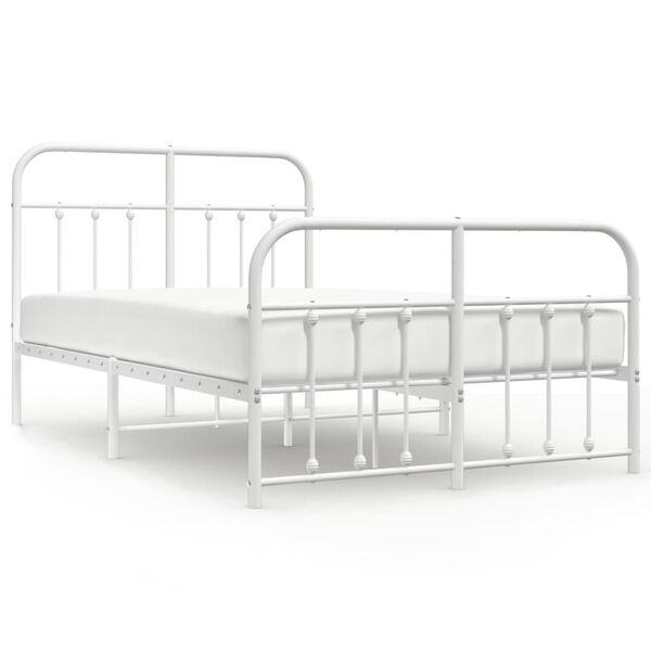 vidaXL Metal Bed Frame without Mattress with Footboard White 120x200cm