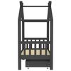 vidaXL Kids Bed Frame with a Drawer Dark Grey Solid Pine Wood 70x140cm