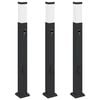 vidaXL Bollard Lights with Sensor&Outlet 3 pcs 80 cm Black IP44