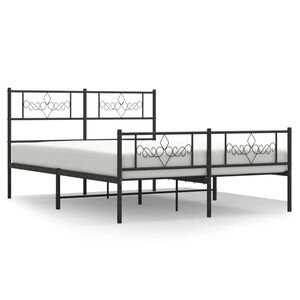 vidaXL Metal Bed Frame without Mattress with Footboard Black 120x200cm