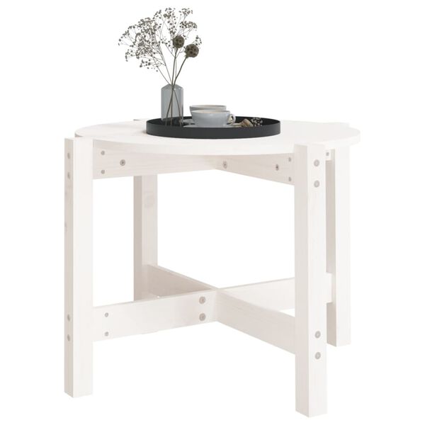 vidaXL Coffee Table White &Oslash; 62.5x45 cm Solid Wood Pine