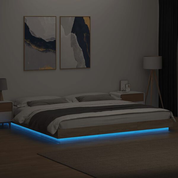 vidaXL Bed Frame with LED Lights without Mattress Sonoma Oak 180x200cm