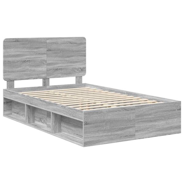 vidaXL Bed Frame Grey Sonoma 120 x 200 cm Solid Pine Wood