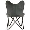 vidaXL Butterfly Chair Grey Kids Size Real Leather