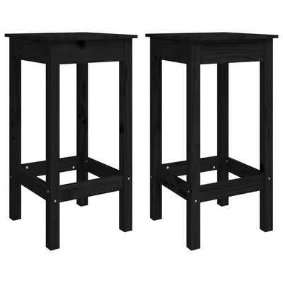 vidaXL Bar Chairs 2 pcs Black 40x40x78 cm Solid Wood Pine