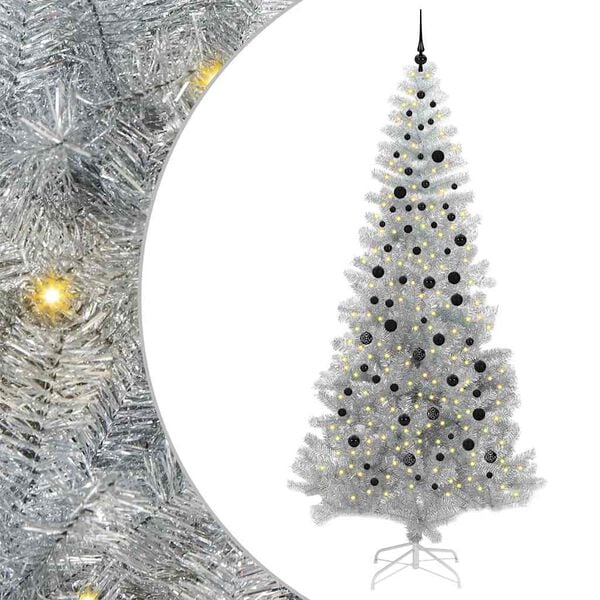 vidaXL Christmas Tree with 300 LEDs with Stand Silver 240 cm PET