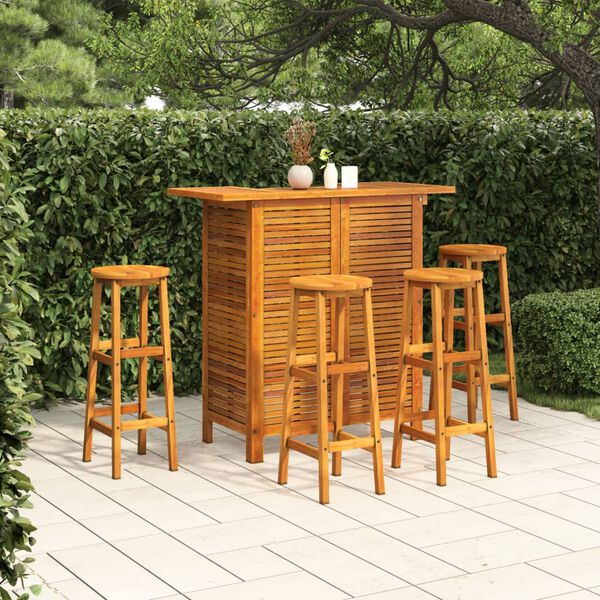 vidaXL 5 Piece Garden Bar Set Solid Wood Acacia