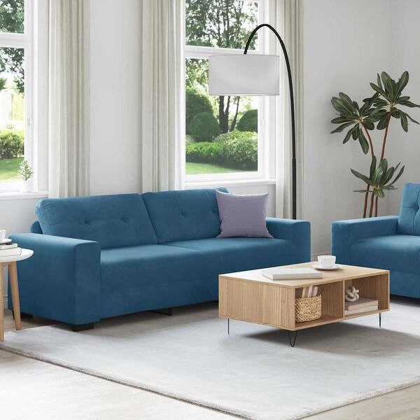 vidaXL Sofa 2 pcs Blue 221 x 80 x 80 cm Fabric