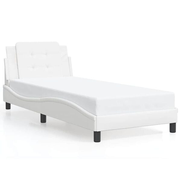 vidaXL Bed Frame without Mattress "Zadar" White 90x190 cm Single Faux Leather
