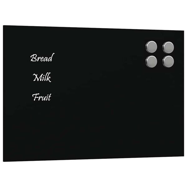 vidaXL Wall-mounted Magnetic Board Black 30x20 cm Tempered Glass