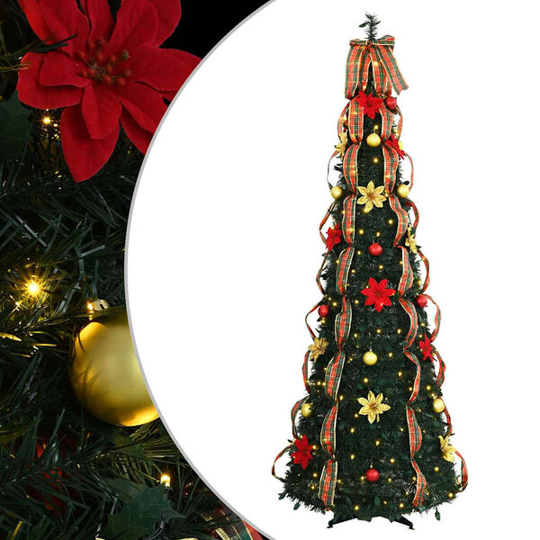 vidaXL Artificial Christmas Tree with 150 LEDs Green 180 cm PVC