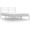 vidaXL Metal Bed Frame without Mattress with Headboard White 135x190cm