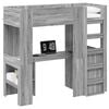 vidaXL Loft Bed Frame with Desk with Shelf Grey Sonoma 75 x 190 cm