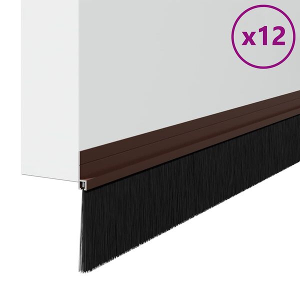vidaXL Self-adhesive Door Brush Seals 12 pcs Brown 100 cm