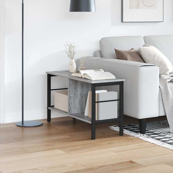 vidaXL Bookshelf Grey Sonoma 82 x 32 x 47 cm Engineered Wood