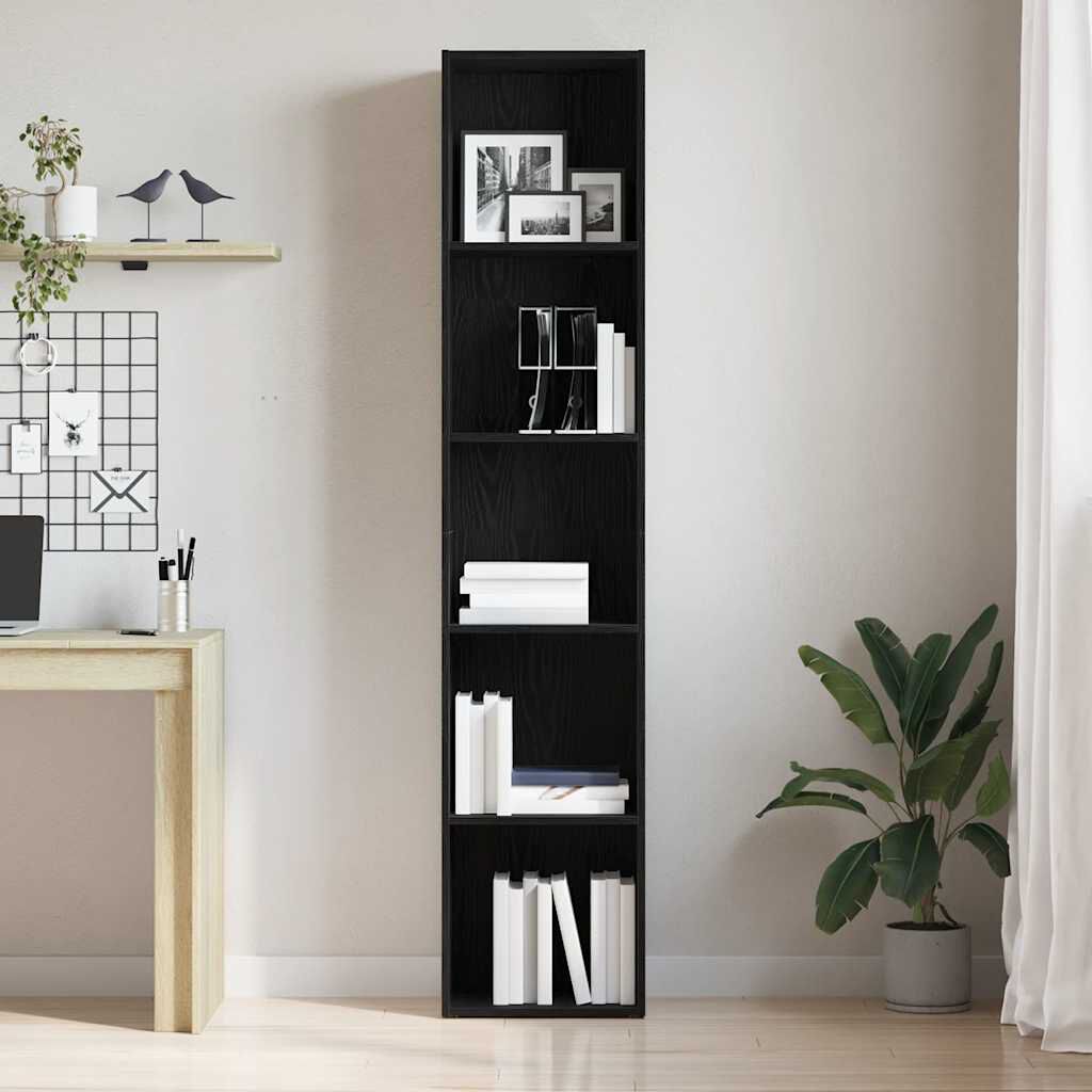 vidaXL Book Cabinet Black Oak 40x30x189 cm Engineered Wood