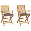 vidaXL Folding Chair 2 pcs Grey 49 x 57.5 x 92cm Solid Acacia wood