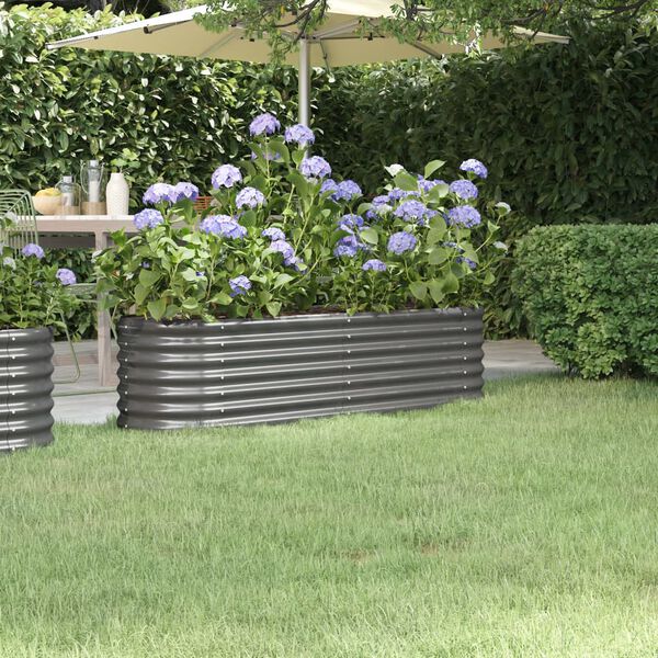 vidaXL Garden Raised Bed Galvanised Steel 152x40x36 cm Grey