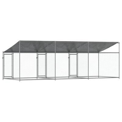 vidaXL Dog Cage with Roof and Doors Grey 6x2x2 m Galvanised Steel