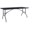 vidaXL Folding Camping Table | Black | HDPE, Powder-coated steel | Large