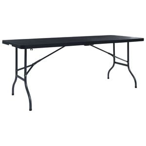 vidaXL Folding Camping Table | Black | HDPE, Powder-coated steel | Large
