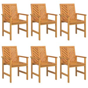 vidaXL Dining Chair 6 pcs Natural Solid Acacia Wood