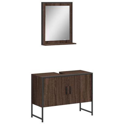 vidaXL 2 Piece Bathroom Cabinet Set Brown Oak Engineered Wood