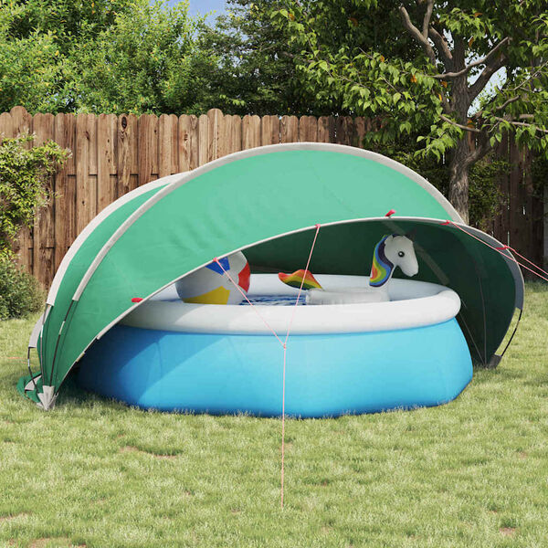 vidaXL Pool Dome Folding Manual Green 336 x 322 x 160 cm