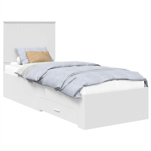 vidaXL Bed Frame White and Silver 70 x 190 cm Engineered Wood