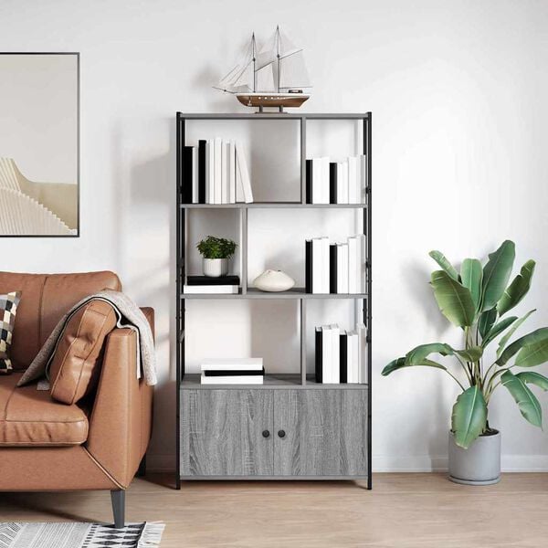 vidaXL Bookshelf Grey sonoma 80 x 30 x 155.5 cm Engineered Wood
