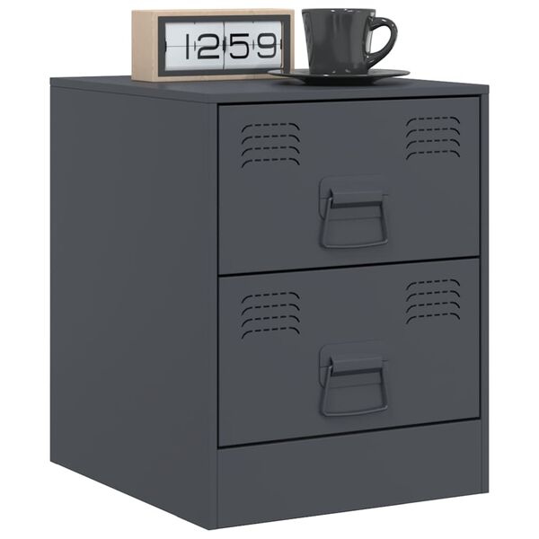 vidaXL Bedside Cabinet Anthracite 34.5x39x44 cm Steel