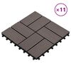 vidaXL Decking Tile 11 pcs Dark Brown 30 x 30 cm WPC