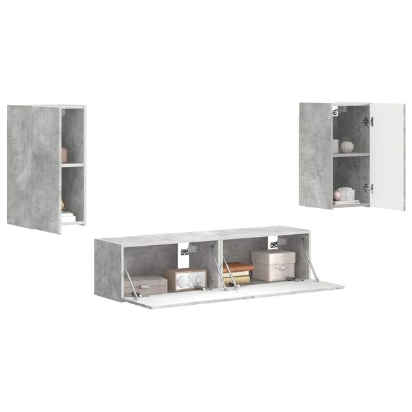 vidaXL TV Cabinet Set 4 pcs Concrete Grey Engineered Wood