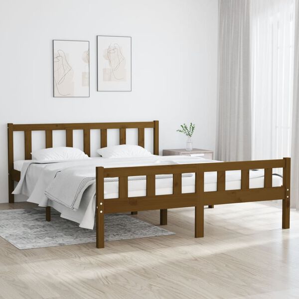 vidaXL Bed Frame without Mattress Honey Brown Solid Wood 120x200 cm
