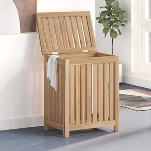 vidaXL Laundry Basket Natural Solid Teak Wood