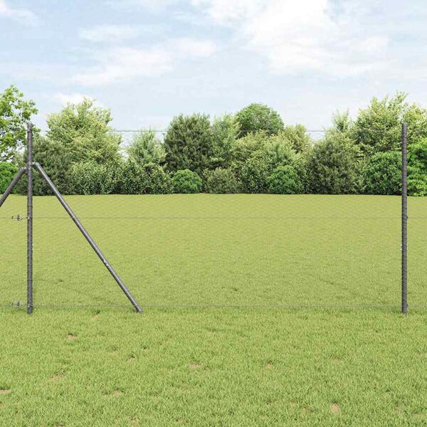 vidaXL Fence Post Grey 25 x 1.4 m (25 mm mesh) Steel and PVC