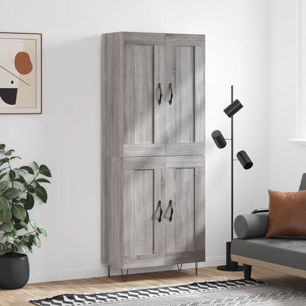 vidaXL Highboard Grey Sonoma 69.5x34x180 cm Engineered Wood