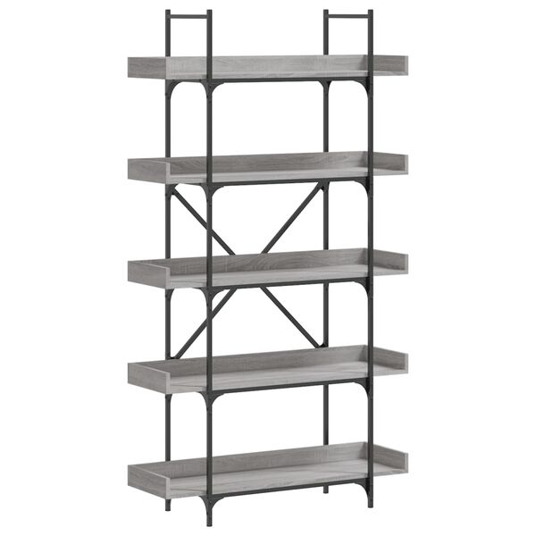 vidaXL Bookcase 5-Tier Grey Sonoma 100x33x180.5 cm Engineered Wood