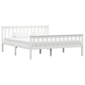 vidaXL Bed Frame without Mattress White Solid Pinewood 160x200 cm