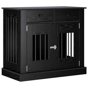 vidaXL Dog Crate Furniture Black Oak 90 x 47.5 x 80 cm Engineered Wood