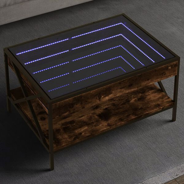 vidaXL Coffee Table with Infinity LED Smoked Oak 70x50x38 cm
