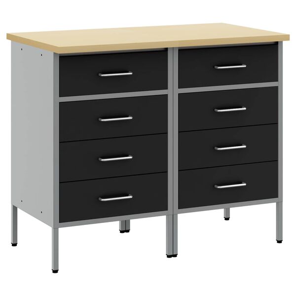 vidaXL Work Cabinet with Drawer 2 pcs Black and Grey 100 x 55 x 85 cm