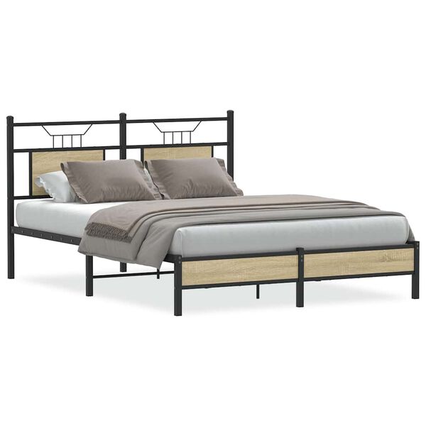 vidaXL Bed Frame without Mattress Sonoma Oak 140x190 cm Engineered Wood