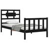 vidaXL Bed Frame without Mattress Black Small Single Solid Wood Pine