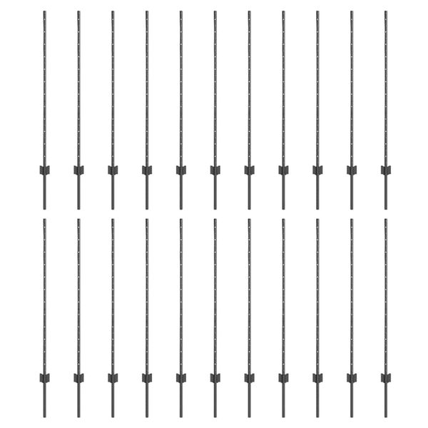 vidaXL Fence Posts Height Adjustable Manual 44 pcs Grey 160 cm Steel