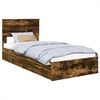 vidaXL Storage Bed with Drawer Smoked Oak 90 x 200 cm Engineered Wood