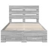 vidaXL Bed Frame with Drawer Grey Sonoma 120 x 190 cm Engineered Wood