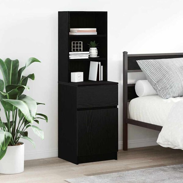 vidaXL Bedside Cabinet Black 39x35x125 cm Engineered Wood