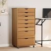 vidaXL Rolling Cabinet with Drawers "MOSS" Honey Brown Solid Wood Pine