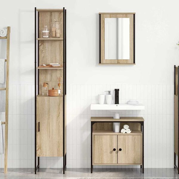 vidaXL Bathroom Furniture Set 3 pcs Sonoma Oak Engineered Wood